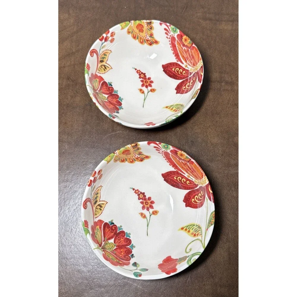 Pair (2) Pier 1 Beatrice Jacobean Soup Cereal Bowls 6.5